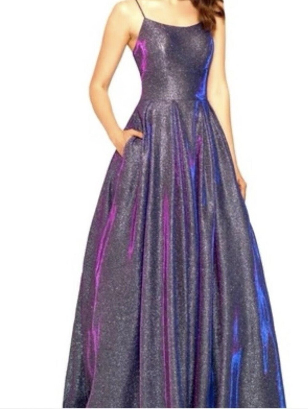 Betsy & Adam Womens Long High-Low Galaxy Ballgown Purple Size 6